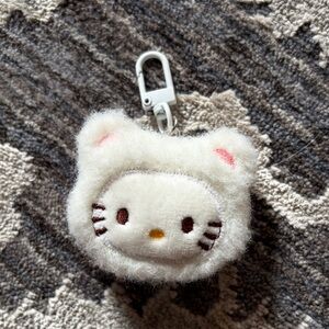 White Plush Hello Kitty Keychain Charm